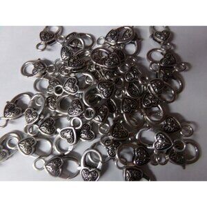 Antique Silver Large Heart Clasps Lot